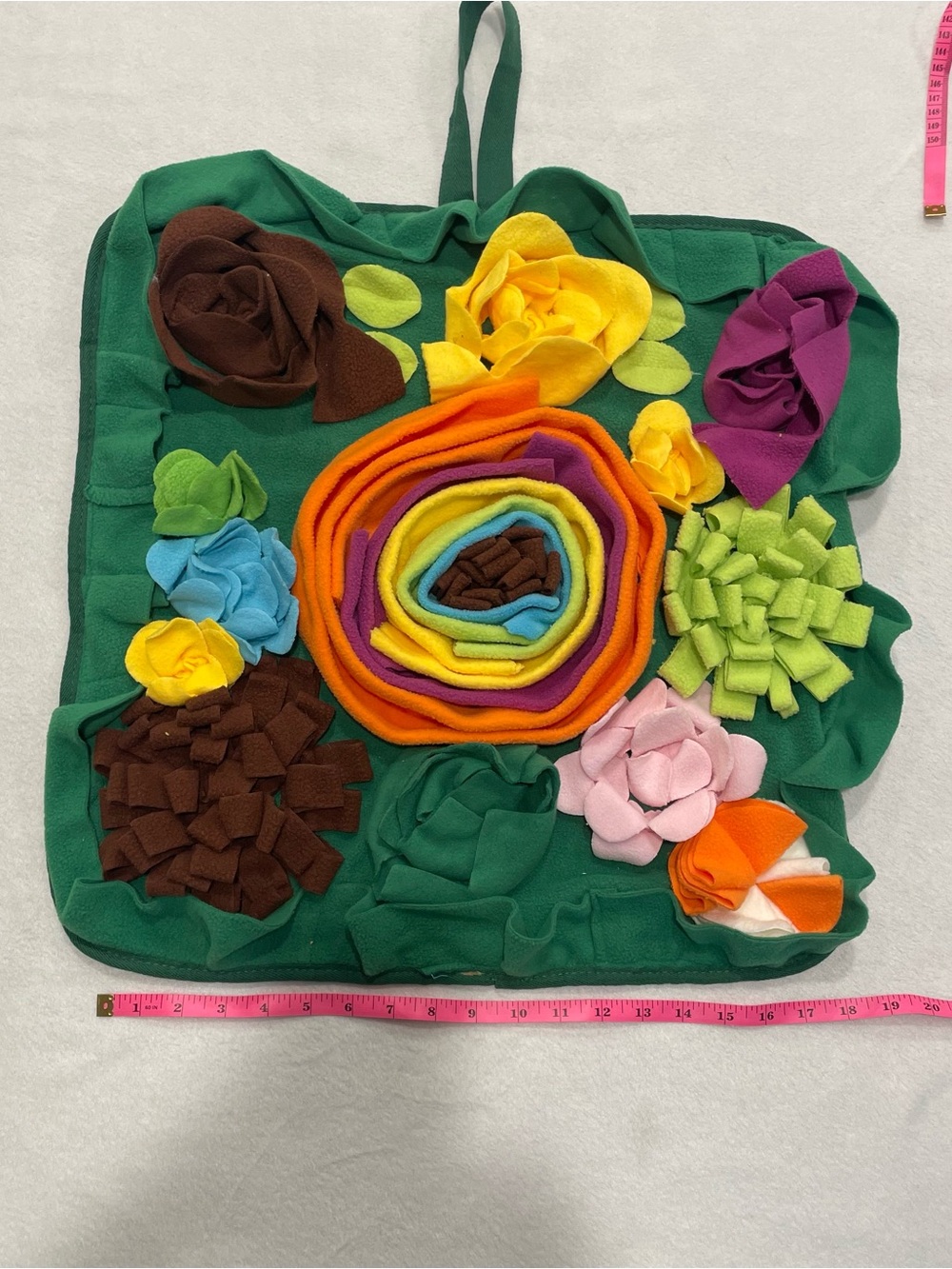 Colorful Floral Snuffle Mat - Green Base with Multicolor Flowers